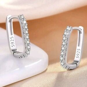 Sterling Silver Pavé CZ Hoop Earrings - Silver